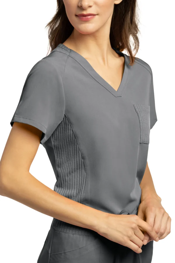 bluza medyczna damska szara olive bok